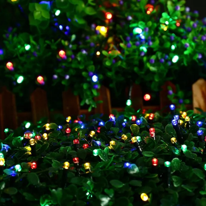 Bleu vert blanc multicolore extérieur jaune lampes solaires 12 M 100 LED s lumière LED chaîne fée fête de noël Solars lampe de jardin D1.5