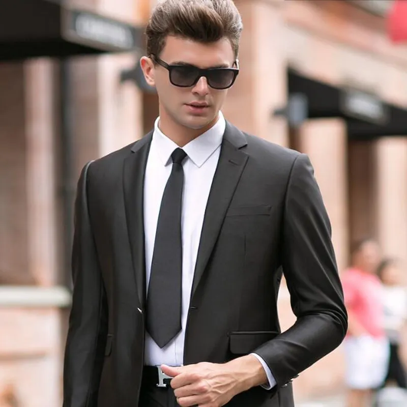 High quality men suits slim fit wedding suits tuxedos blacke lapel one button groom party dinner dress suitsjacket+pants