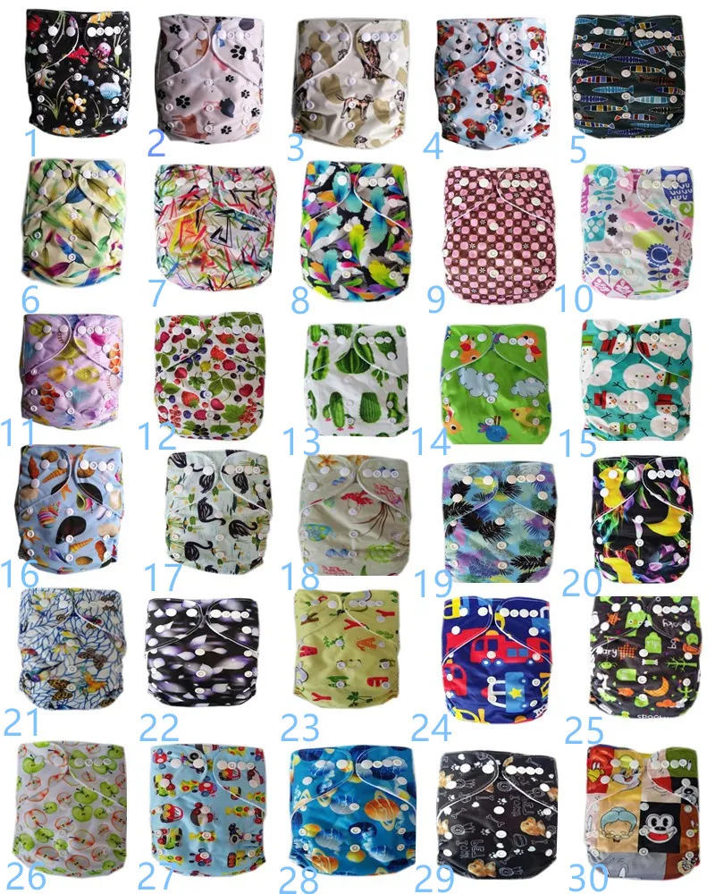 Nouvelles couches imprimées réutilisables bébé couches lavables en tissu doux couches + couches tampons pantalons d'entraînement pour tout-petits couches en coton lavables imperméables couleur fraîche