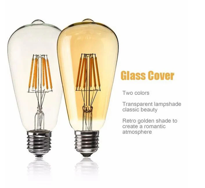 Super Bright E27 Led Filament Bulbs Light 360 Angle st64 Led Lights Edison Lamp 4W/6W/8W 110-240V 