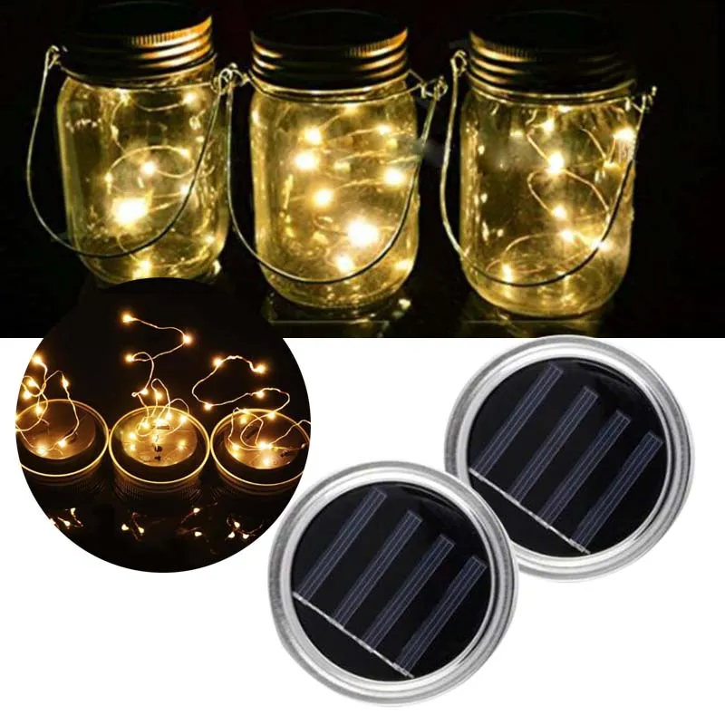 Solar Lamps string light Mason Jar Bottle(not including) 1m 2m Warm white Colourful Copper strings outdoor Garden Yard Party Decoration