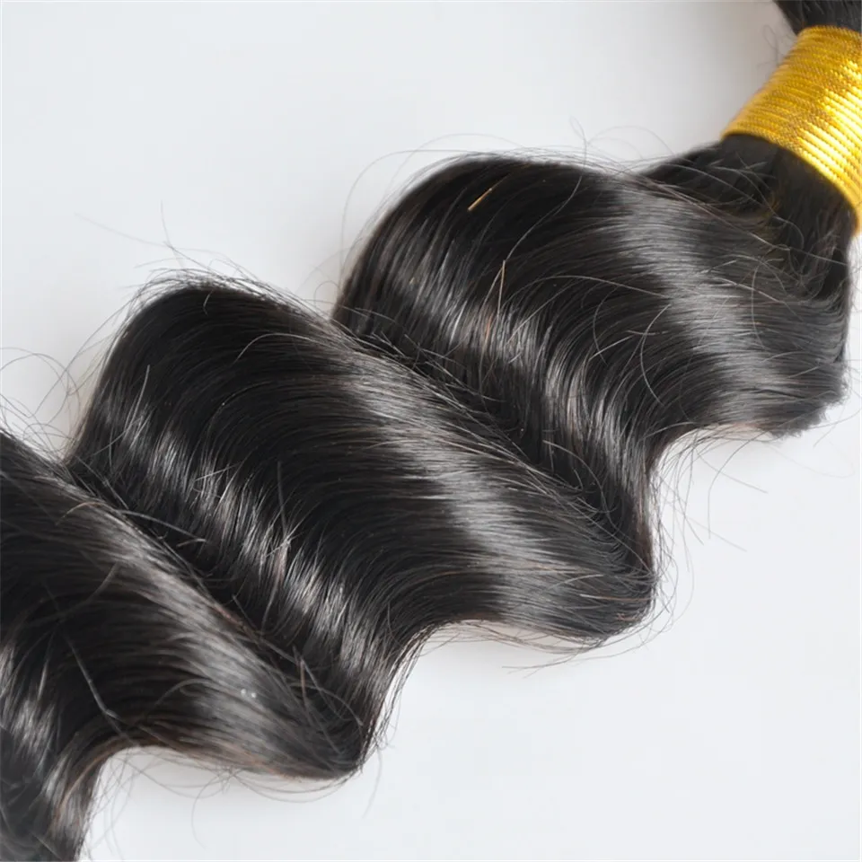 Brazilian Loose Deep Wave Human Virgin Hair Weaves With 4x4 Lace Closure Bleached Knots 100g/pc Natural Color Double Wefts Hair Extensions