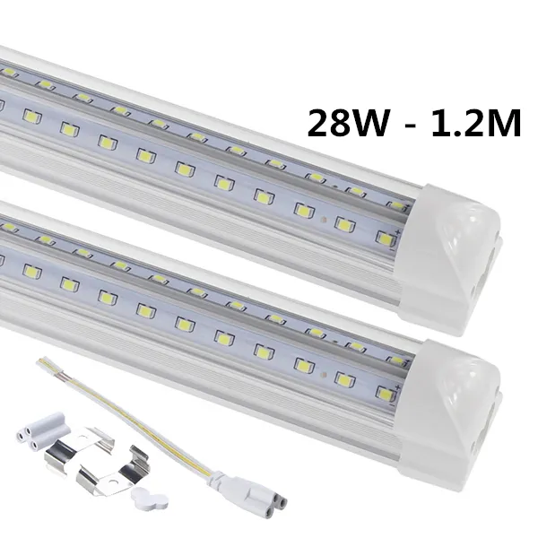 4FT 28W fluorescent LED Bulbs /Tubes V-Shaped 1.2m Integration T8 Lights Double row Cold White 6000-6500K 1200mm CE UL AC 85-265V