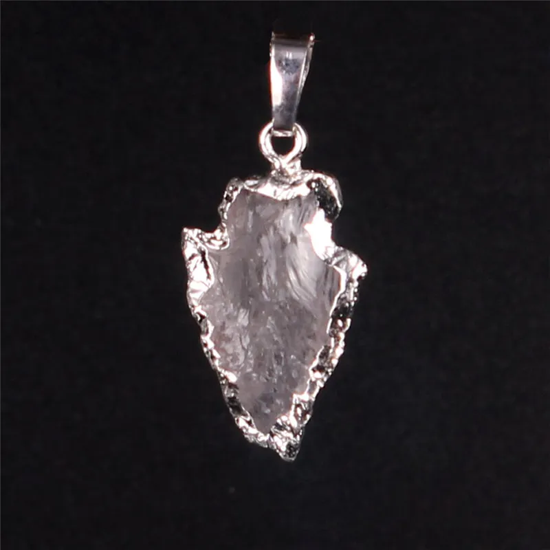 Hot Mode Arrowhead Point Natural Jasper Druzy Pendent Nieuwe Verzilverd Exclusieve Crystal Quartz Ketting Hanger Charms Sieraden Bevindingen