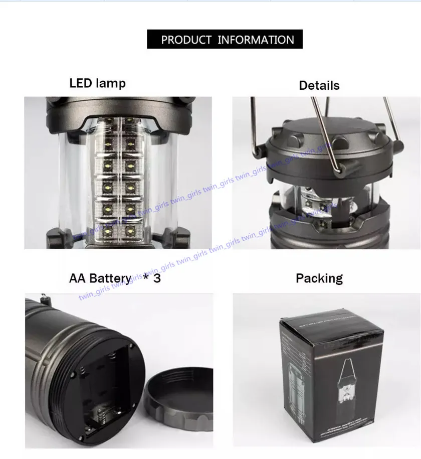 Portable Outdoor 30 LED Camping Lantern Emergency Camping Lantern Light LED IP54 för vandringsjursens orkaner avbrottstormar