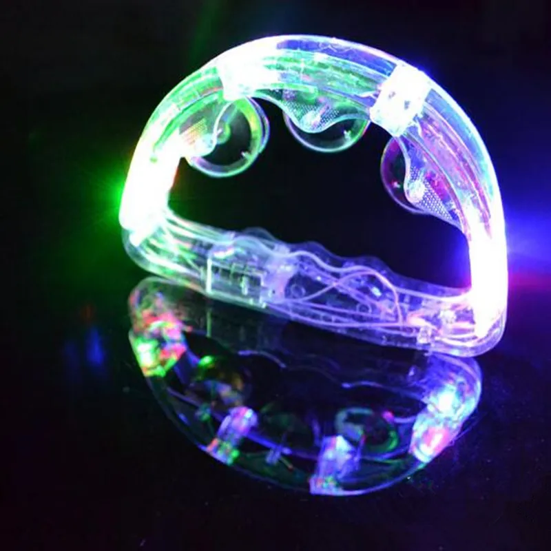 LED lampeggiante Tambourine Rattle Bell Bell Bambini accendi il giocattolo luminoso KTV Bar Decorazione Decorazione Glow Luci LED Forniture feste