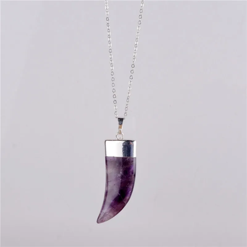 2017 New Vintage Bullet Quartz Crystal Necklace Pendant For Women Gold Chain Natural Stone Amethyst Necklaces & Pendants Jewelry Bijoux