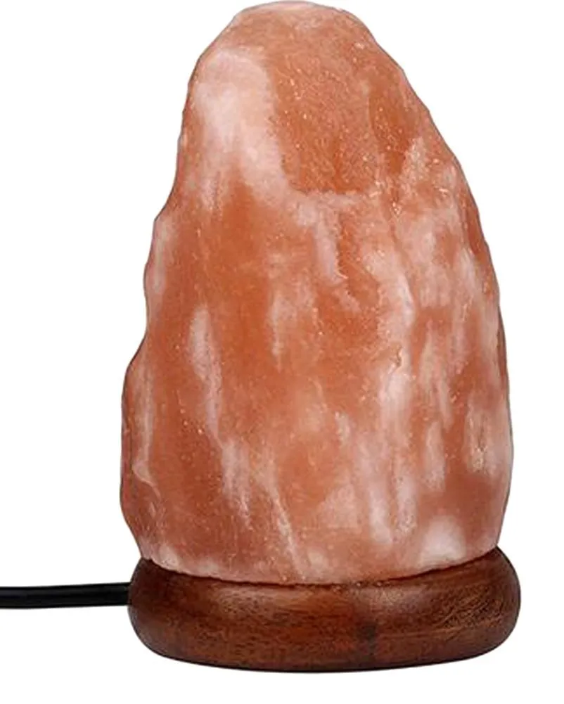 Night Lights Glow Hand Carved Natural Crystal Himalayan Salt Lamp With Genuine Neem Wood Base, multicolor LED Bulb and USB Plug