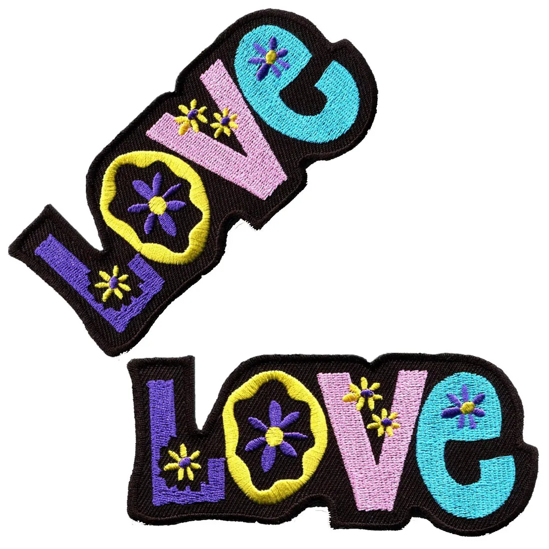 Aangepaste liefde vrede hippie boho retro flower power hippie geborduurde opstrijkbare patch nieuw ontwerp badge 2954