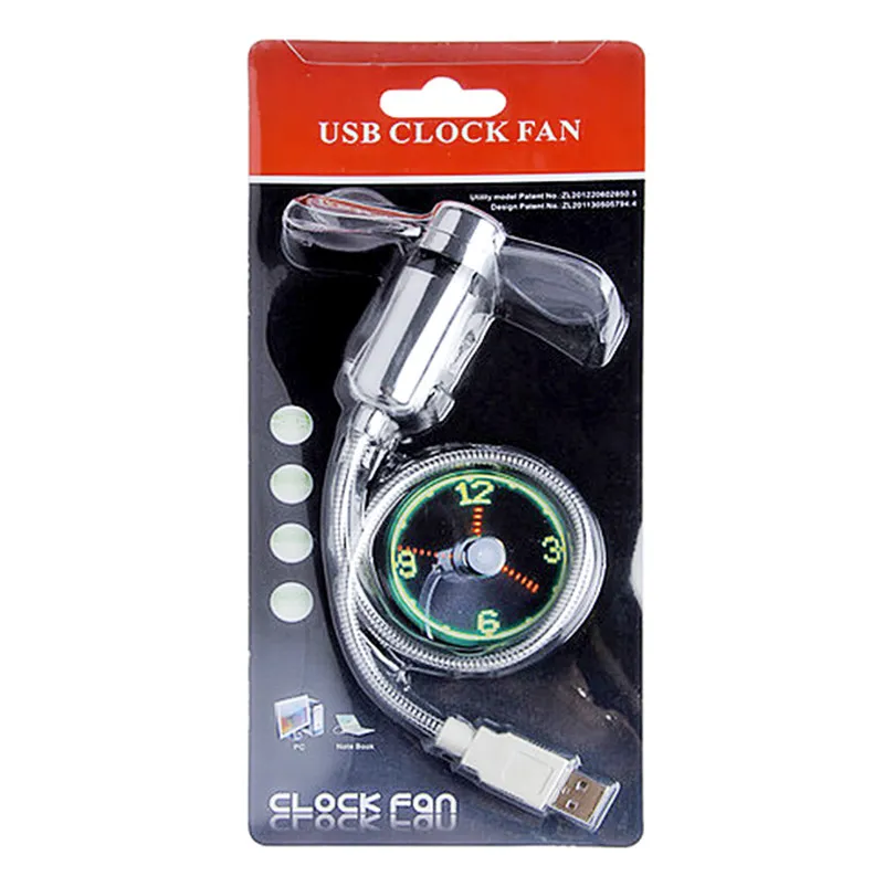 New Mini USB Fan gadgets Flexible Gooseneck LED Clock Cool For laptop PC Notebook Time Display high quality durable Adjustable