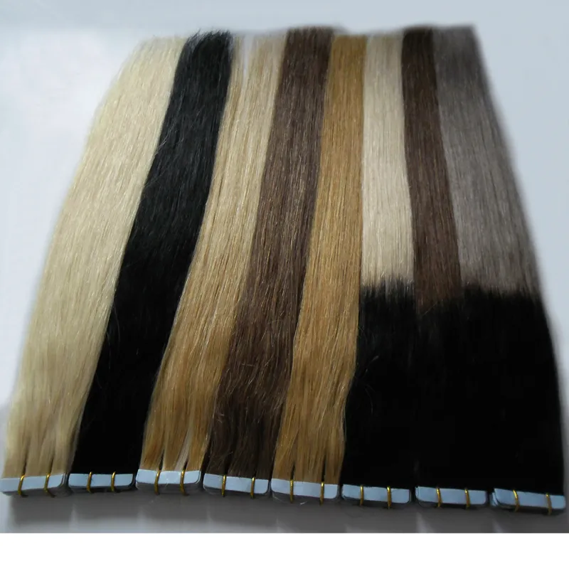 #27 #1 #60 #1b/gray #1b/8 #1b/ Tape In Human Hair Extensions Blonde brazilian hair Natural Straight Ombre Virgin Remy Hair 100g