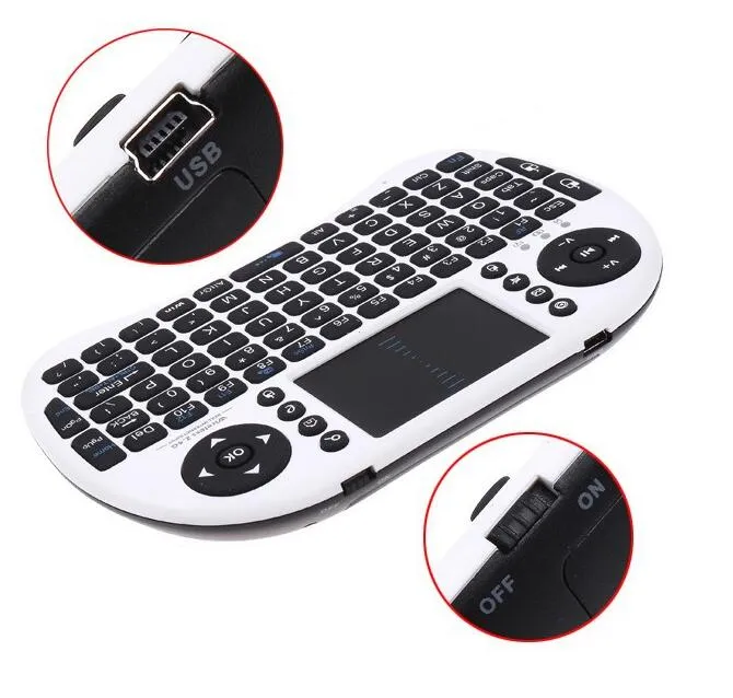 RII I8 Fly Air Mouse Mini Trådlöst handhållen Keyboard 2.4GHz TouchPad Fjärrkontroll för M8S MXQ MXIII TV Box Mini PC 2017