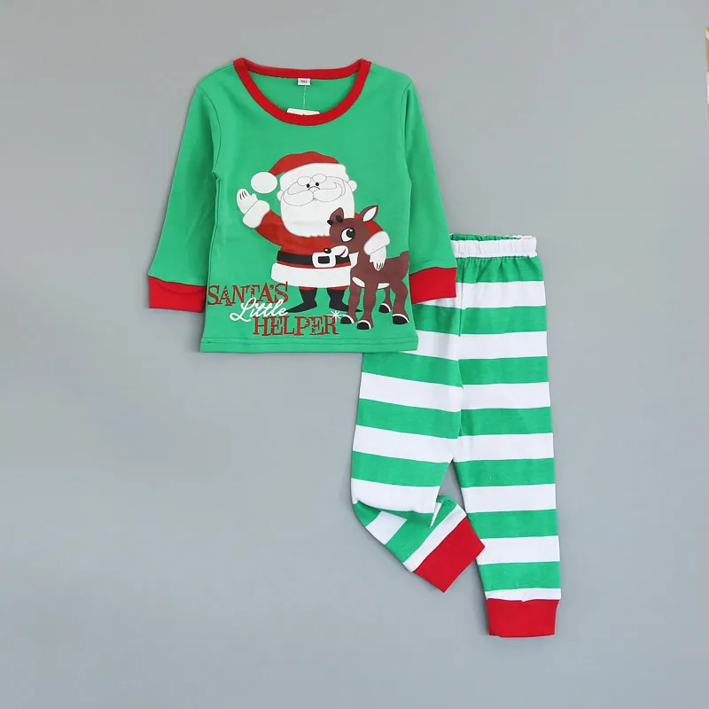 Dziecko Boże Narodzenie Santa Deer Piżamy Kids Stripe Homewear Zestawy Kreskówki Długie Rękawostopy + Spodnie Pleasweear Ustawia Jesienne Ubrania