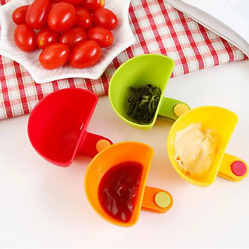 4 kolory Klipy Dip Kitchen Bowl Kit Tool Tool Małe dania Spice Clip do sosu pomidorowego Obytek soli Cukier Pikces Narzędzia do gotowania