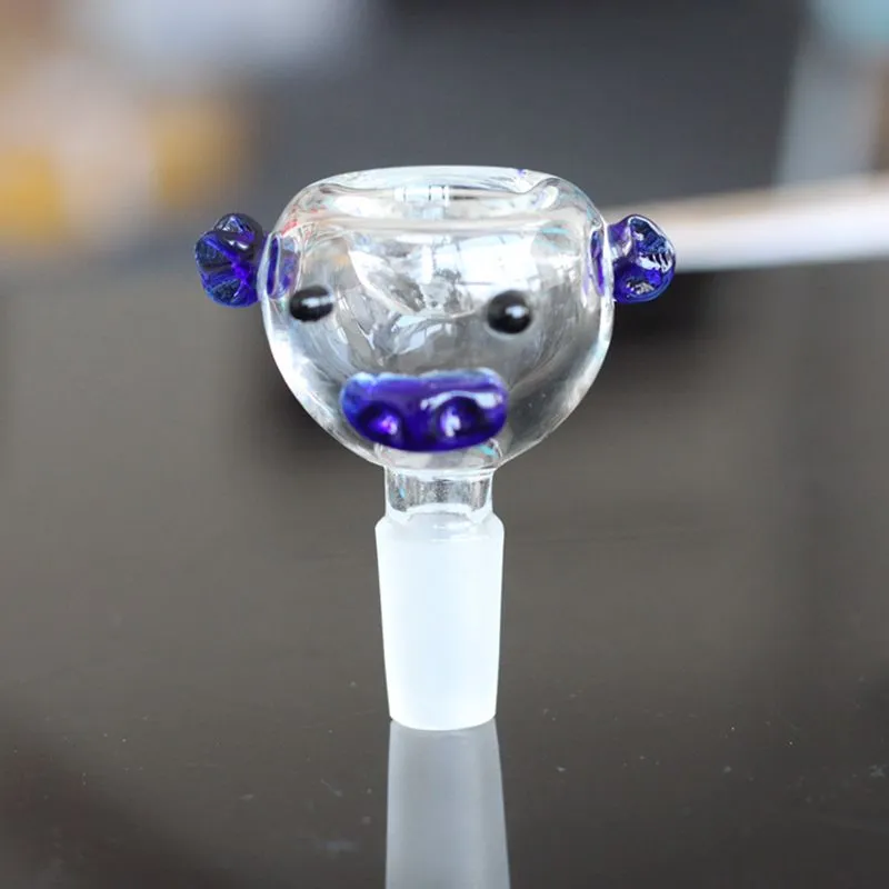 Blue Pig Glass Bowl Hookahs 14mm 18mm Joint Oil Rig Bongs Water Pijp Ashcatcher Artificial Blowing