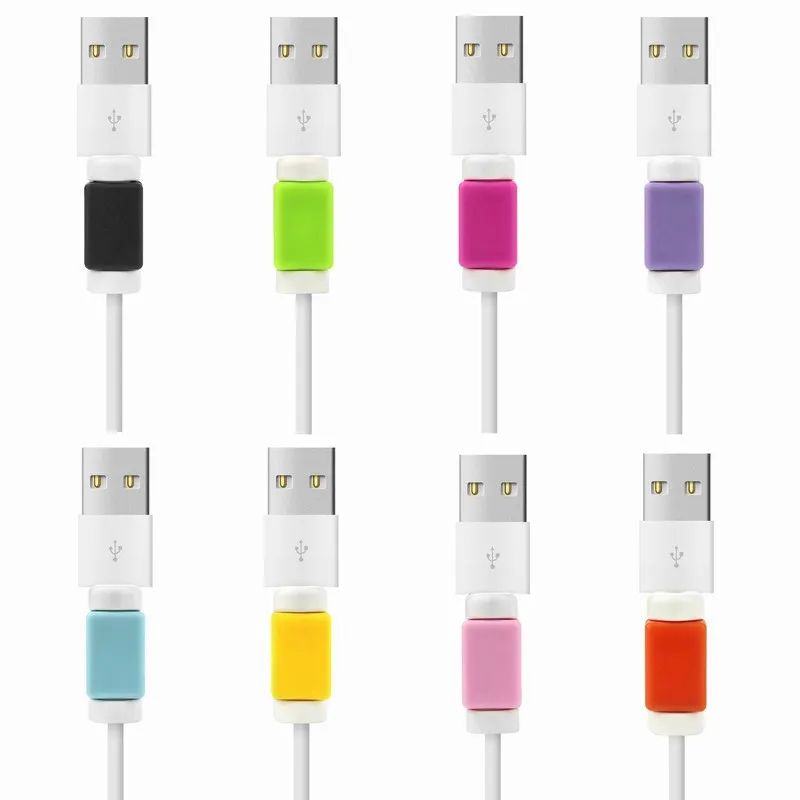 Kiseldatalinjeskydd USB Färg Kabel Saver Sleeve Cables Laddar Plugtråd Kordskyddsskydd för mobiltelefoner