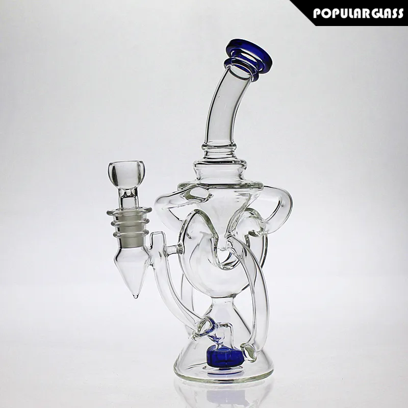 SAML 21.5CM Tall Glas Bong Hookahs Double Recycler Högkvalitativ oljeplattform DAB Riggar Vattenrör Kvinnlig fogstorlek 14.4mm PG5110