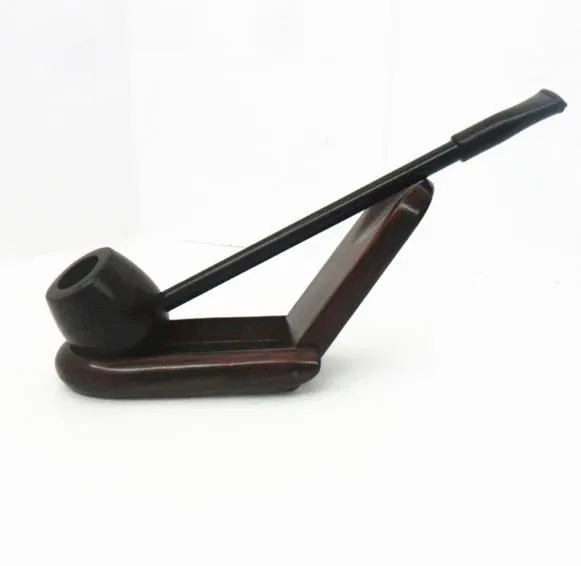 Ebenholz starkes Seemannsrohr aus Massivholz mit rundem Boden, klassischer Hammer, altmodische gerade Stange, Mini-Zubehör, Utensilien, ca. 14,5 x 3,5 x 3,5 °C