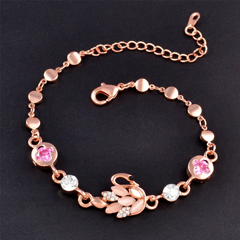 Mix Charm Pulseira Olho de Gato Pedra Preciosa Luxo Marquise Corte Cristal CZ Austríaco Banhado a Ouro Rosa Raposa Peixe Coração Jóias Pulseira Moda DHL