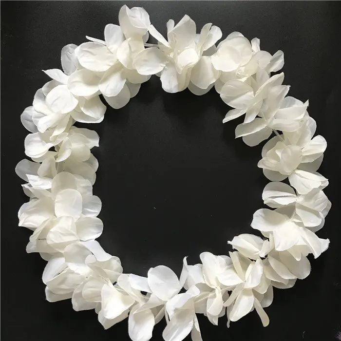 Fushia Hawaiian Hula Leis Festive Party Garland Necklace Flowers Wreaths Artificial Silk Wisteria Garden Hanging Flowers