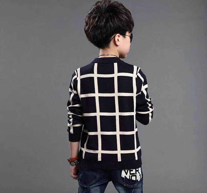 2019 Herfst Winter Engeland Stijl Klassieke geruite sweate Kinderen jongen Plaid Trui Jas Kinderkleding Baby jacquard Katoen Jongens Pull6104979