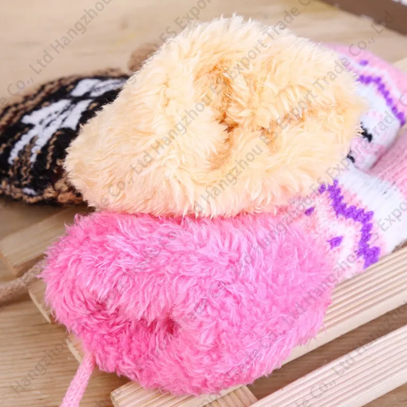 Gants d'hiver flocon de neige pour enfants, pour filles et garçons, 6 couleurs, avec corde suspendue, mitaines pour bébé, gants tricotés en velours de noël