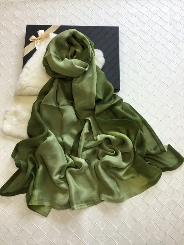 2017 100% mousseline de soie 2 plis femmes gradient couleur ÉCHARPE foulards chaud # 4034