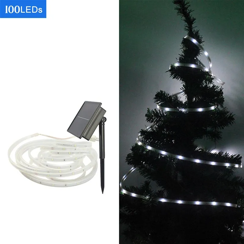 100Lleds Solar Strip Light IP67 مقاوم للماء 16.4 قدمًا/5 أمتار SMD2835 LED RIBBON STRING LIGH