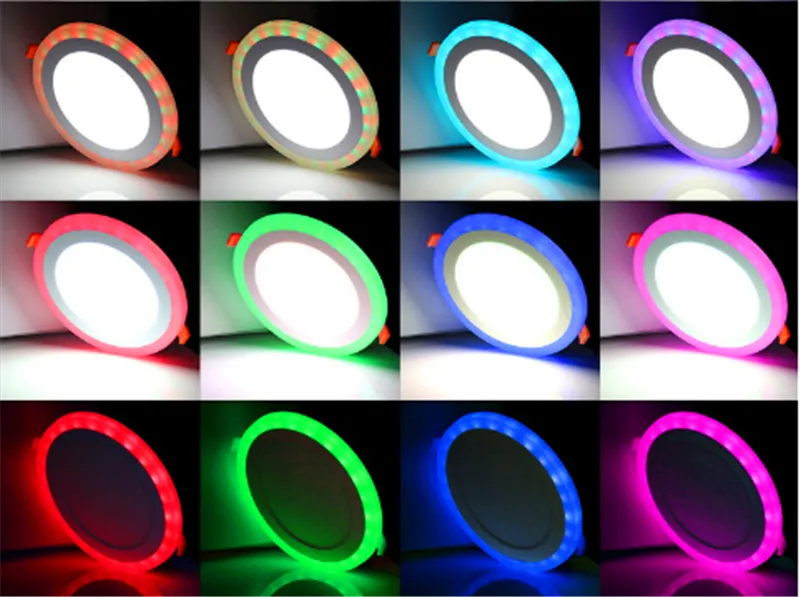 Akryl Dimble Dual Color White RGB Inbäddat LED -panel Ljus 6W 9W 18W 24W Downlight Infällda lampor inomhusbelysning med fjärrkontroller