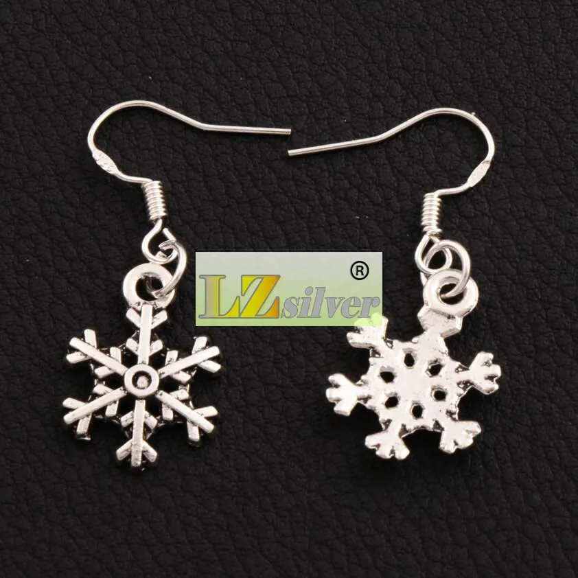 925 Silver Arched Snowflake Dangle Chandelier Earrings 14.4x35.1mm E794 