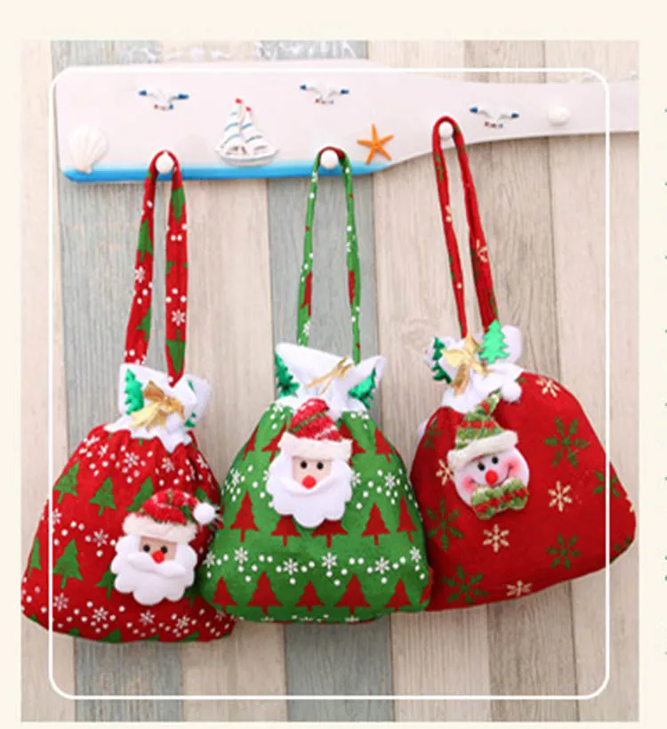 Santa Claus Snowman Deer Christmas Stockings Christmas Tree Ornaments Decorations Xmas Festival Gift Holders Bags 2017