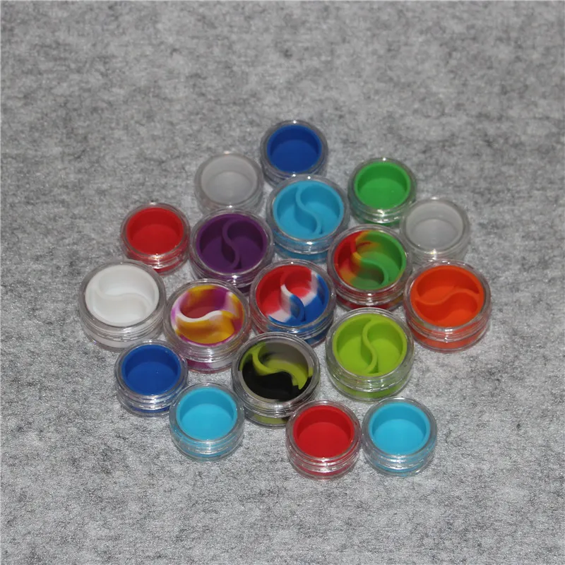 New 3ml 10ml Round Silicone Containers With Clear Acrylic Shield Containr Nonstick For Oil Wax Dabs Slick Jars Free Hookah Gel Holder