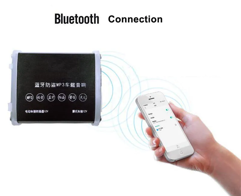 2.5インチのオートバイのモーターのBluetoothステレオアンプの盗難防止警報スピーカー車のハイファイMP3 FMラジオUSB電話担当者