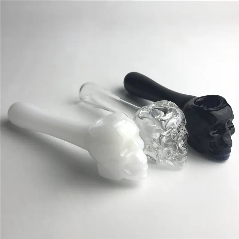 4 inch dik glas rokende pijpen met heldere witte zwarte dikke pyrex glazen water pijp schedel tabakshouder bat oliebrander hand pijp