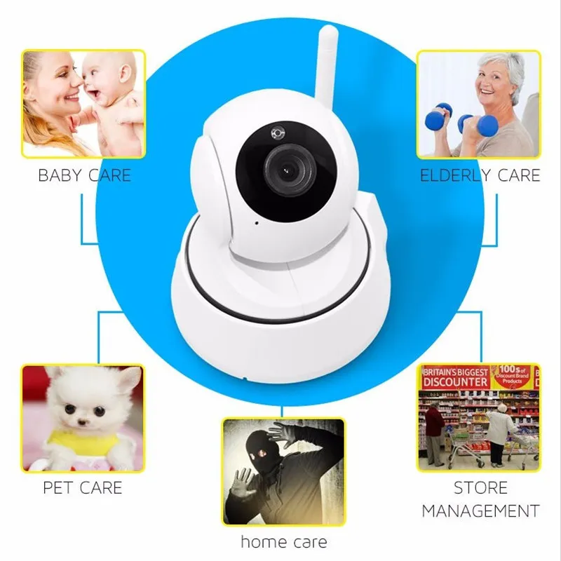 HD Hem Säkerhet Trådlös Mini IP Kamera Kontroll Övervakningskamera WiFi 720P Nattvision CCTV Kamera Baby Monitor med Retail Box