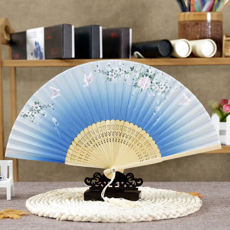 lot Silk Dance Hand Fan and Wedding Party Decor Gifts Butterfly Flower Asian Pocket Fan23618512136688