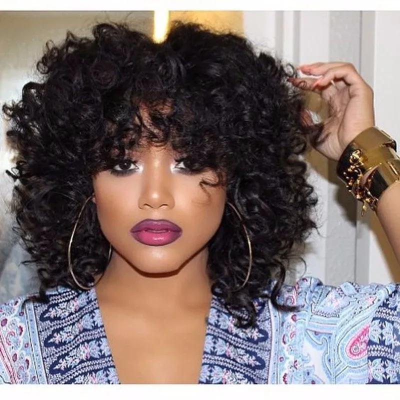 Kort lockig våg Bob Human Hair Wigs 180% Densitet Full naturlig Glödes Lace Front Wavy Wig för Black Women Diva1