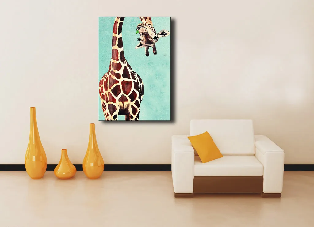 Handmade Animal Picture Painting Beauty Giraffe Art on Canvas for Home Wall Decoration Support Drop Shipping