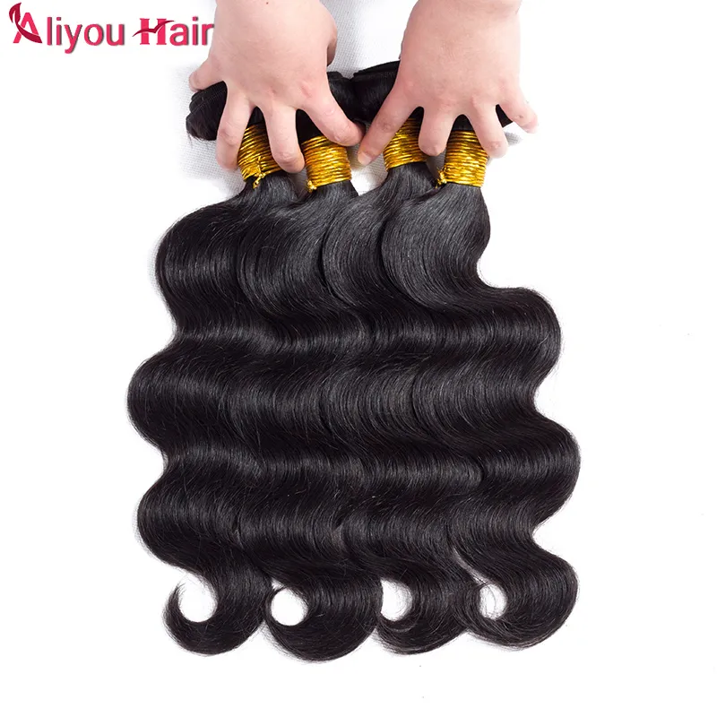 Aliyou Malaysian Deep Wave Hair Bundles Kinky Curly Straight Peruvian Hair Weaves Brazilian Body Wave Human Hair Weaves 3/4 Bundles a 
