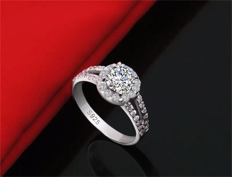 Yhamni Mode Smycken Ring har S925 Stämpel Real 925 Sterling Silver Ring Set 2 Carat CZ Diamant Bröllop Ringar för Kvinnor 510