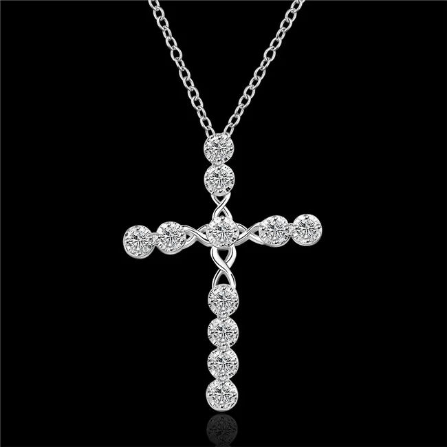 hot rea cross sailing sterling silver pläterade smycken halsband för kvinnor WN668,snyggt 925 silver hänge Halsband med kedja