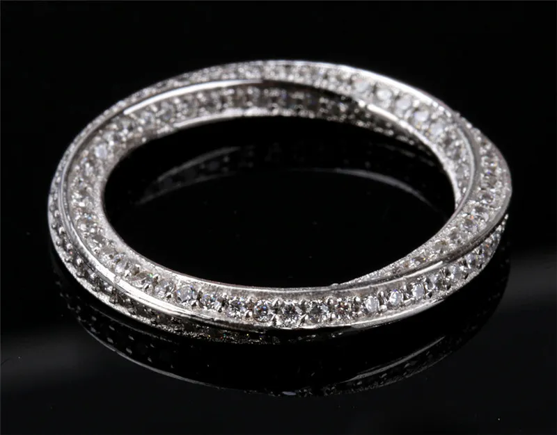 Real Eternity ring Luxury Full Stone 5A Zircon Birthstone 925 Sterling silver Women Wedding Ring Engagement Band Size 5-10 Gift