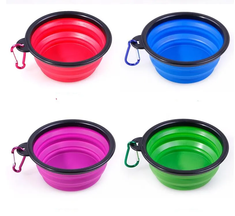 Cuenco plegable de silicona para alimentación de perros, plato de agua plegable para gatos, alimentador portátil para gatos, tazones de viaje para cachorros, platos para mascotas al aire libre, tazas para perros y gatos, cubos