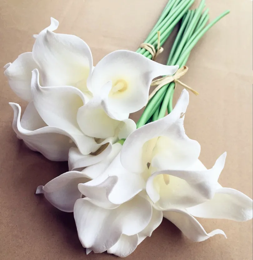 PU Callas Artificial Calla lily Simulation Flowers Single Head Flower for Wedding Bridal Bouquet Party Decorative Flowers