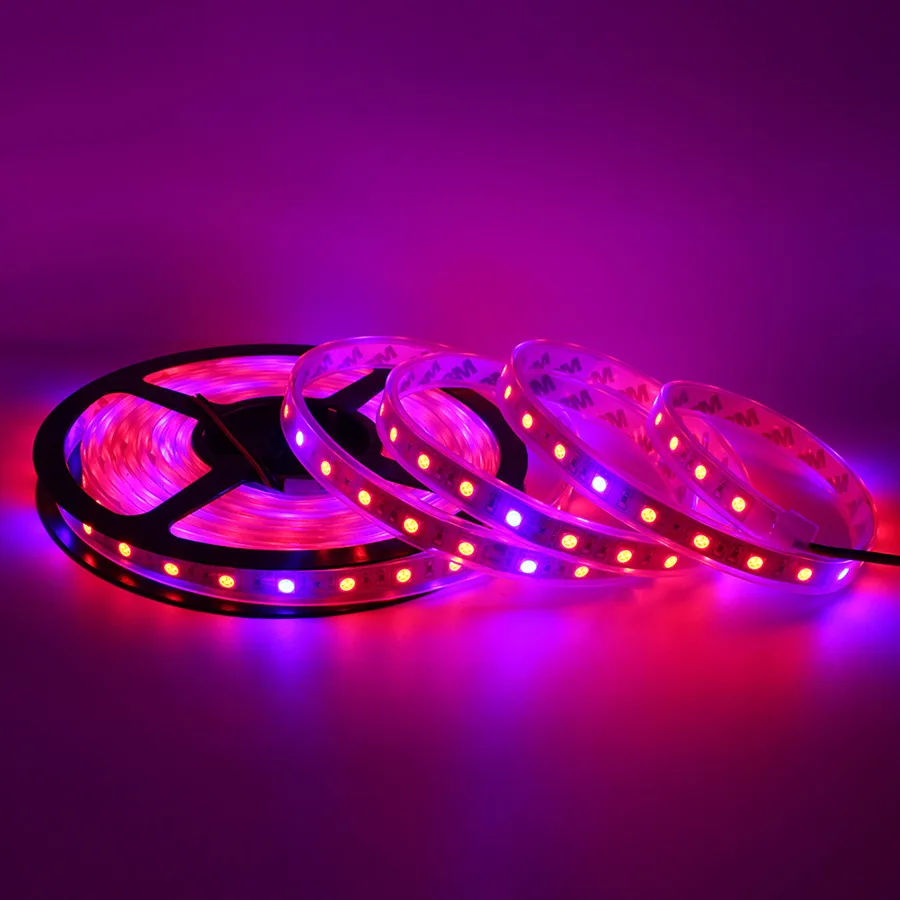 Silicone À Prova D 'Água 5 M 300LEDS 5050 LED Planta Crescer levou Faixa de Luz Espectro Completo 5050 Vermelho Azul 4: 1 5: 1 para Estufa