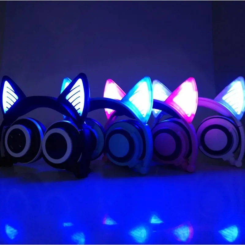 Bluetooth Cat Ear Wireless Headphones Fancy Glowing Cosplay Kitty