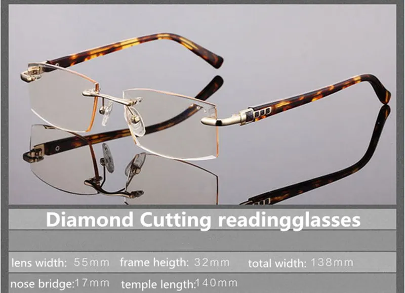 Gradient rimless diamond cutted reading Glasses unisex quality Royal Luxury style dignity reader sunglasses gradient brown grey 50step fullset case