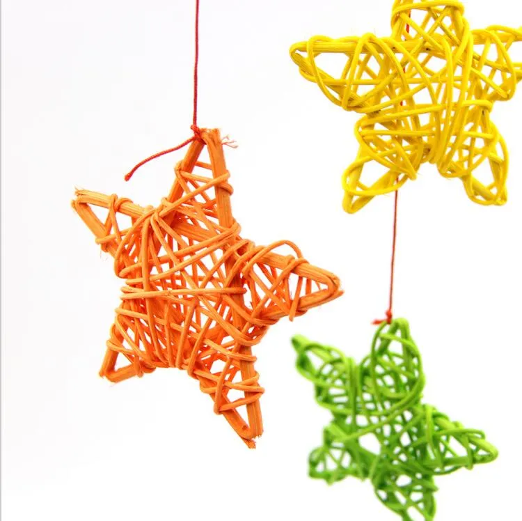6cm Lovely Rattan Star Sepak Takraw Christmas / BirthdayHome Bröllopsfestdekorationer DIY Ornaments Rattan Ball Barnleksaker G912
