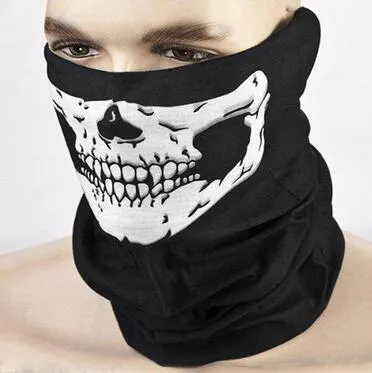 Unisex Halloween Cosplay Fahrrad Ski Schädel halbe Gesichtsmaske Geist Schal Bandana Halswärmer Party Stirnband Magic Turban Sturmhaube BF25