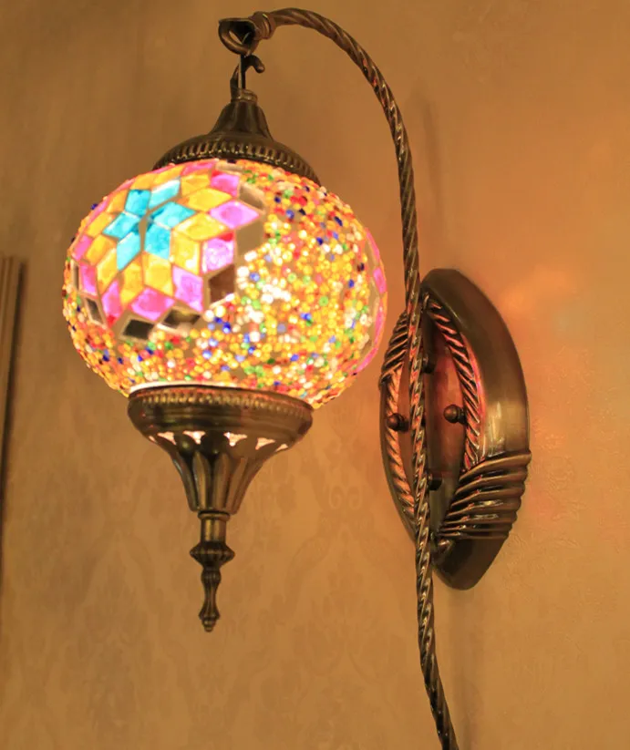 European-style Bohemian Mediterranean living room bedroom balcony bar bedside lamp mirror headlight mosaic wall lamp